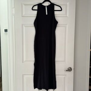 LULULEMON HIGH NECK MAXI SIDE SLIT DRESS BLACK